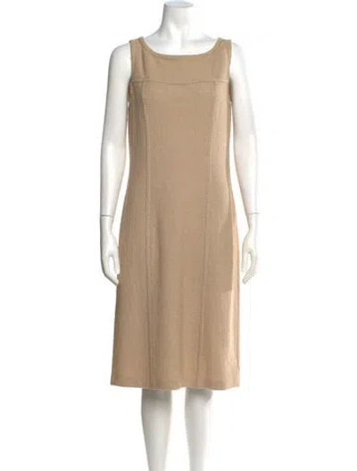 Pre-owned St John Crew Neck Knee-length Dress In Neutral