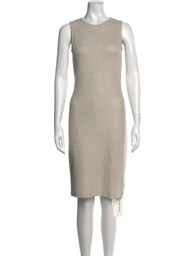 Pre-owned St John Crew Neck Knee-length Dress In Neutral