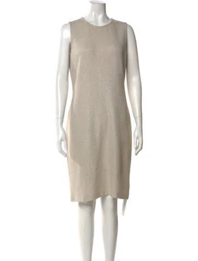 Pre-owned St John Crew Neck Knee-length Dress In Neutral