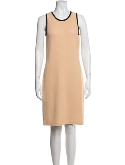 Pre-owned St John Crew Neck Knee-length Dress In Neutral