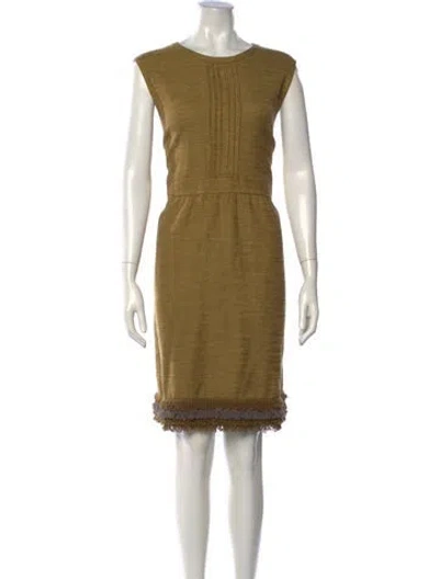 Pre-owned St John Crew Neck Knee-length Dress In Neutrals