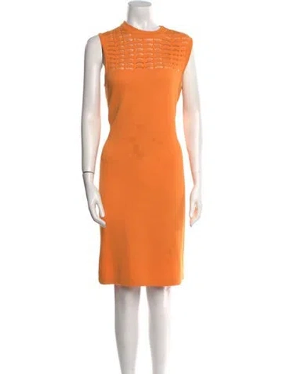 Pre-owned St John Crew Neck Knee-length Dress In Orange