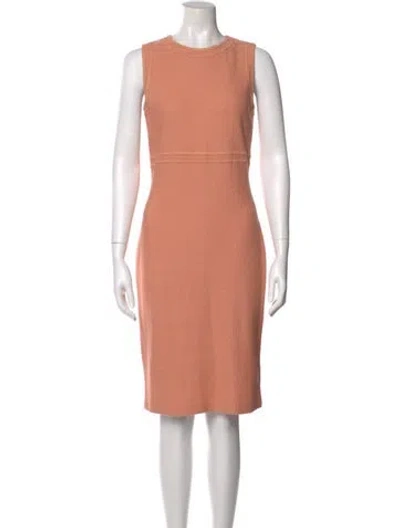 Pre-owned St John Crew Neck Knee-length Dress In Orange