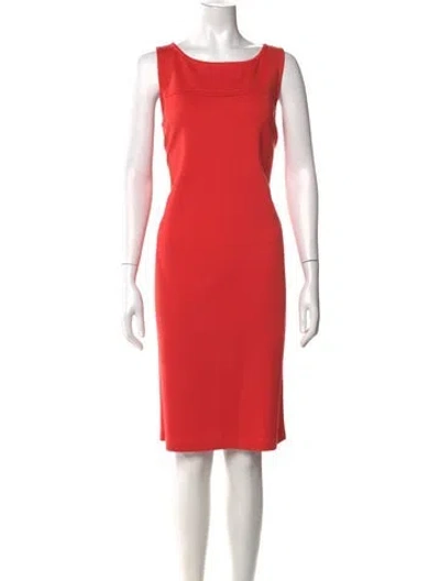 Pre-owned St John Crew Neck Knee-length Dress In Orange