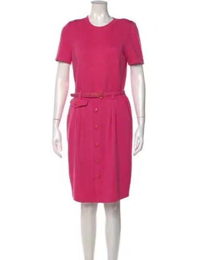 Pre-owned St John Crew Neck Knee-length Dress In Pink