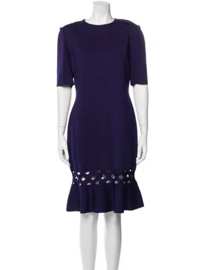 Pre-owned St John Crew Neck Knee-length Dress In Purple