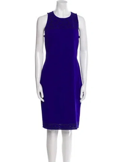 Pre-owned St John Crew Neck Knee-length Dress In Purple