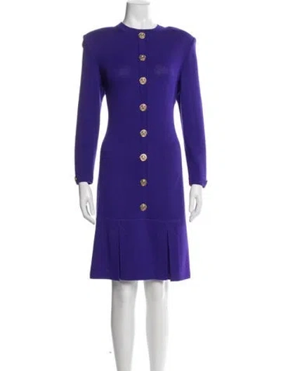 Pre-owned St John Crew Neck Knee-length Dress In Purple