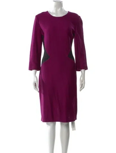 Pre-owned St John Crew Neck Knee-length Dress In Purple