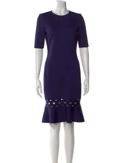 Pre-owned St John Crew Neck Knee-length Dress In Purple
