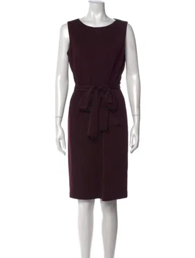 Pre-owned St John Crew Neck Knee-length Dress In Purple