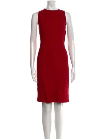 Pre-owned St John Crew Neck Knee-length Dress In Red