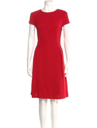 Pre-owned St John Crew Neck Knee-length Dress In Red