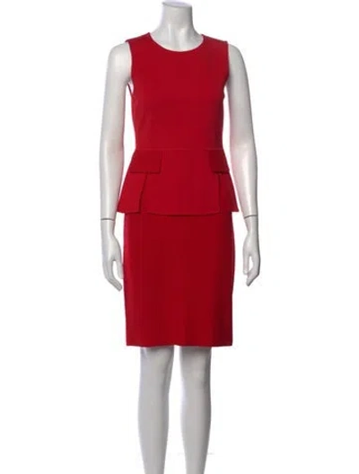 Pre-owned St John Crew Neck Knee-length Dress In Red