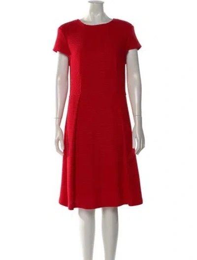 Pre-owned St John Crew Neck Knee-length Dress In Red