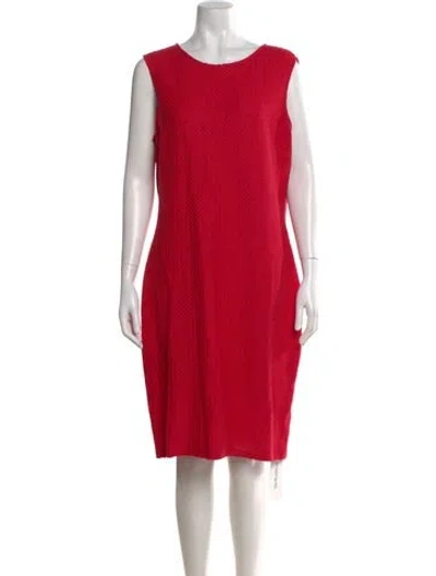 Pre-owned St John Crew Neck Knee-length Dress In Red