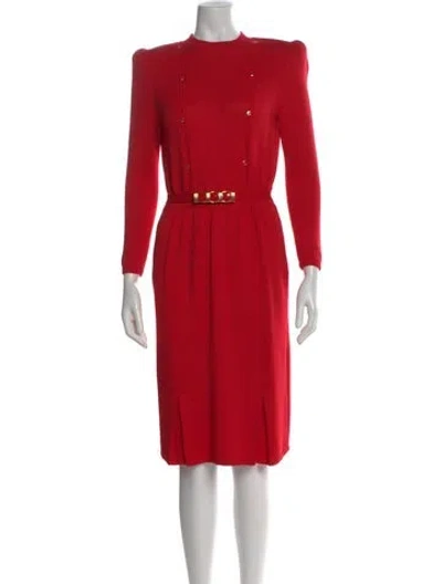 Pre-owned St John Crew Neck Knee-length Dress In Red