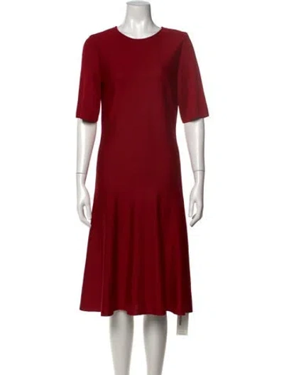 Pre-owned St John Crew Neck Knee-length Dress In Red