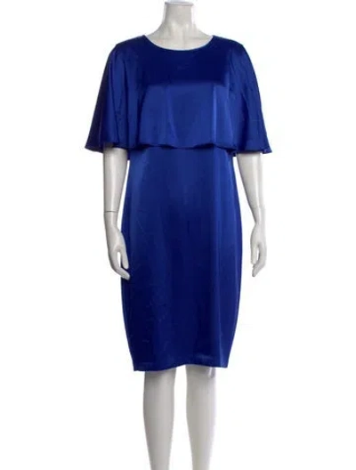 Pre-owned St John Crew Neck Knee-length Dress W/ Tags In Blue