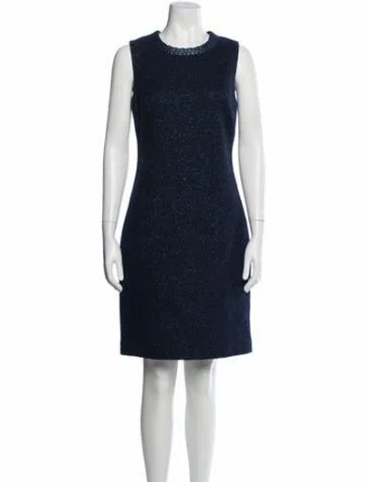 Pre-owned St John Crew Neck Knee-length Dress W/ Tags In Blue