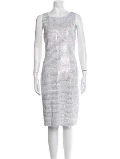 Pre-owned St John Crew Neck Knee-length Dress W/ Tags In White
