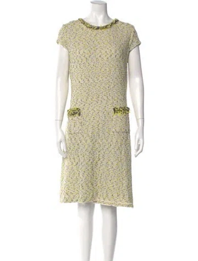 Pre-owned St John Crew Neck Knee-length Dress In Yellow