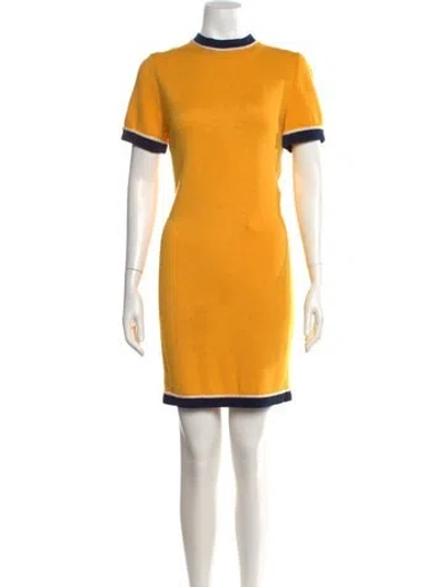 Pre-owned St John Crew Neck Knee-length Dress In Yellow