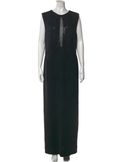 Pre-owned St John Crew Neck Long Dress In Black