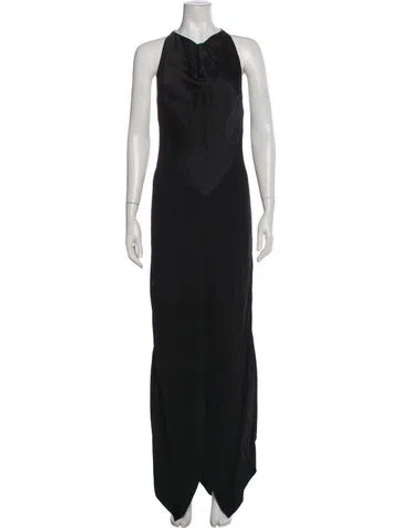 Pre-owned St John Crew Neck Long Dress In Black