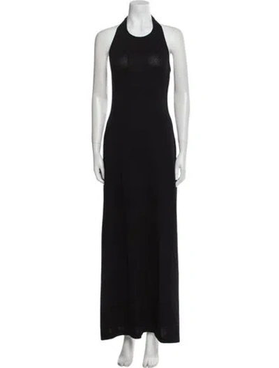Pre-owned St John Crew Neck Long Dress In Black