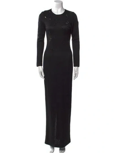 Pre-owned St John Crew Neck Long Dress In Black