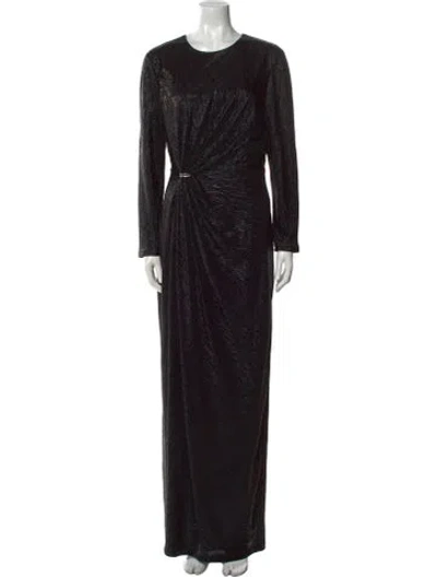Pre-owned St John Crew Neck Long Dress In Black