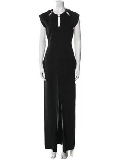 Pre-owned St John Crew Neck Long Dress In Black