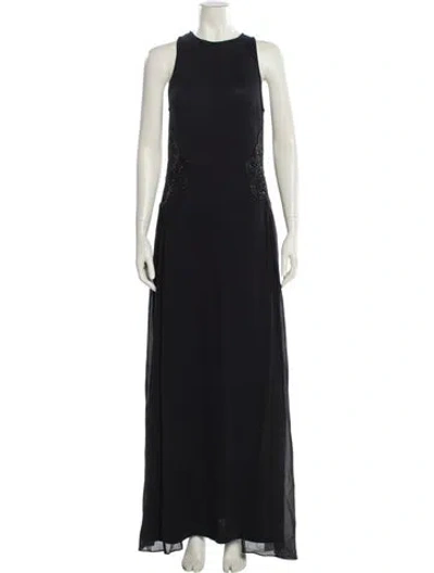 Pre-owned St John Crew Neck Long Dress In Black