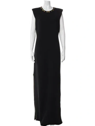 Pre-owned St John Crew Neck Long Dress In Black