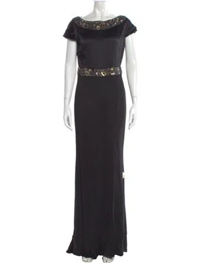 Pre-owned St John Crew Neck Long Dress In Black