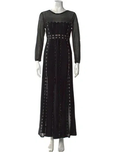 Pre-owned St John Crew Neck Long Dress In Black
