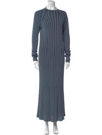 Pre-owned St John Crew Neck Long Dress In Blue