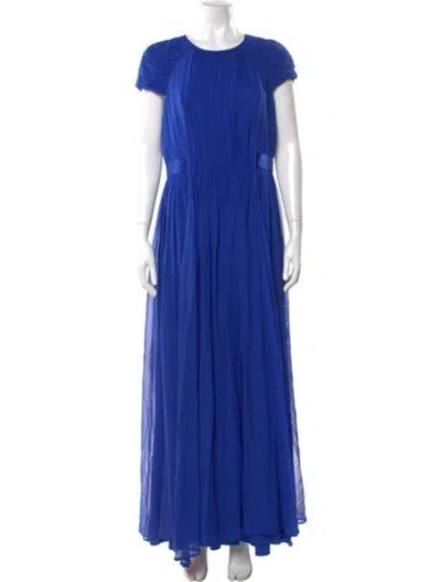 Pre-owned St John Crew Neck Long Dress In Blue