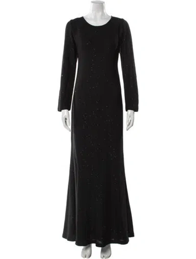 Pre-owned St John Crew Neck Long Dress In Gray