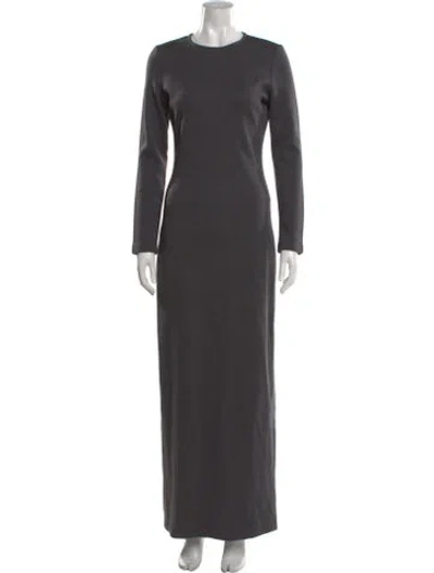 Pre-owned St John Crew Neck Long Dress In Gray