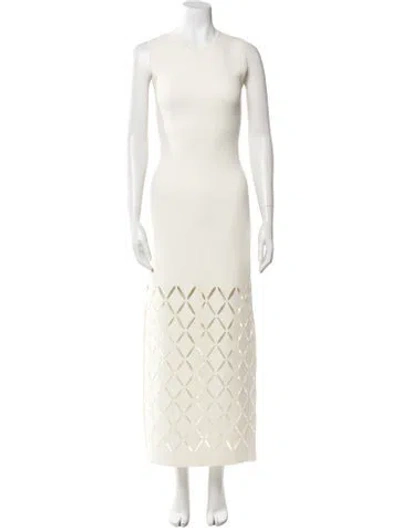 Pre-owned St John Crew Neck Long Dress In Neutral