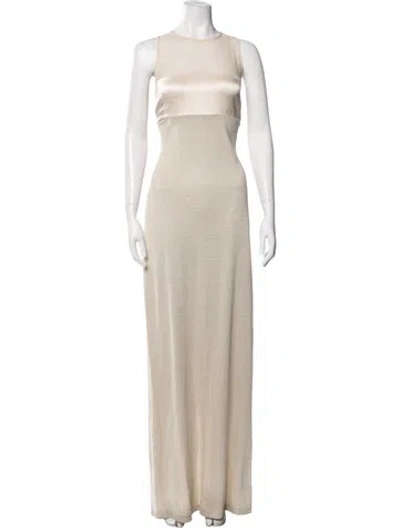 Pre-owned St John Crew Neck Long Dress In Neutral