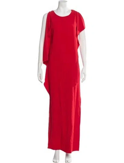 Pre-owned St John Crew Neck Long Dress In Orange