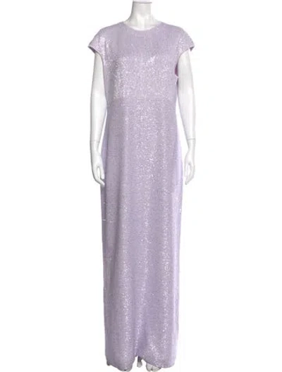 Pre-owned St John Crew Neck Long Dress In Purple