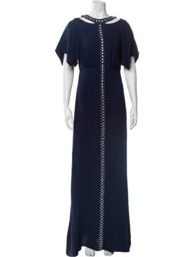 Pre-owned St John Crew Neck Long Dress W/ Tags In Blue