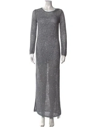 Pre-owned St John Crew Neck Long Dress W/ Tags In Gray