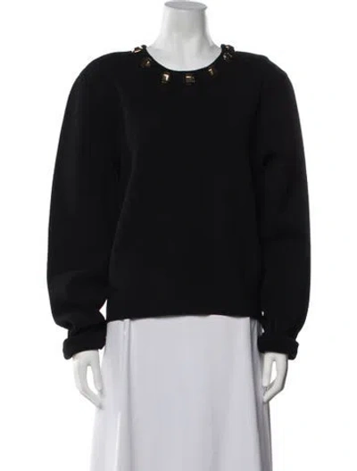 Pre-owned St John Crew Neck Long Sleeve Sweatshirt In Black