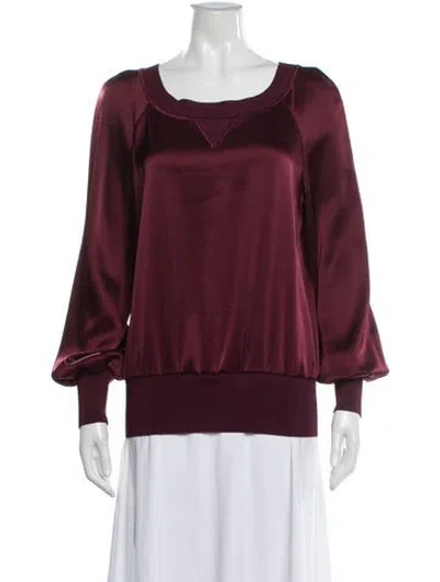 Pre-owned St John Crew Neck Long Sleeve Sweatshirt In Burgundy