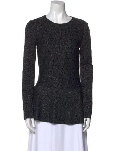 Pre-owned St John Crew Neck Long Sleeve Top In Black